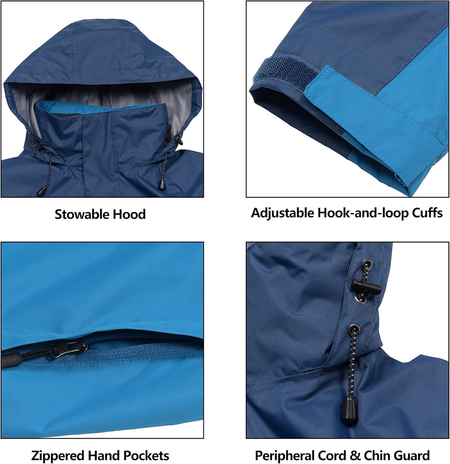 imageLittle Donkey Andy Mens Waterproof Rain Jacket Outdoor Lightweight Rain Shell Coat for HikingGolfTravelB2blue MirageAqua