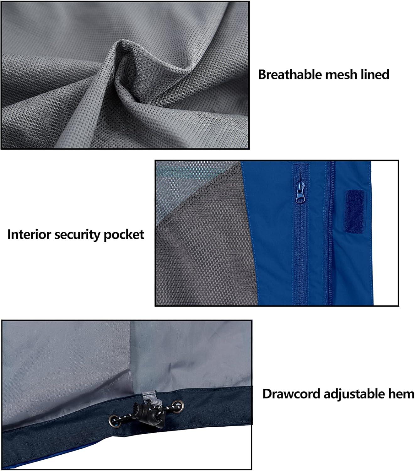 imageLittle Donkey Andy Mens Waterproof Rain Jacket Outdoor Lightweight Rain Shell Coat for HikingGolfTravelB5blueDeep Blue