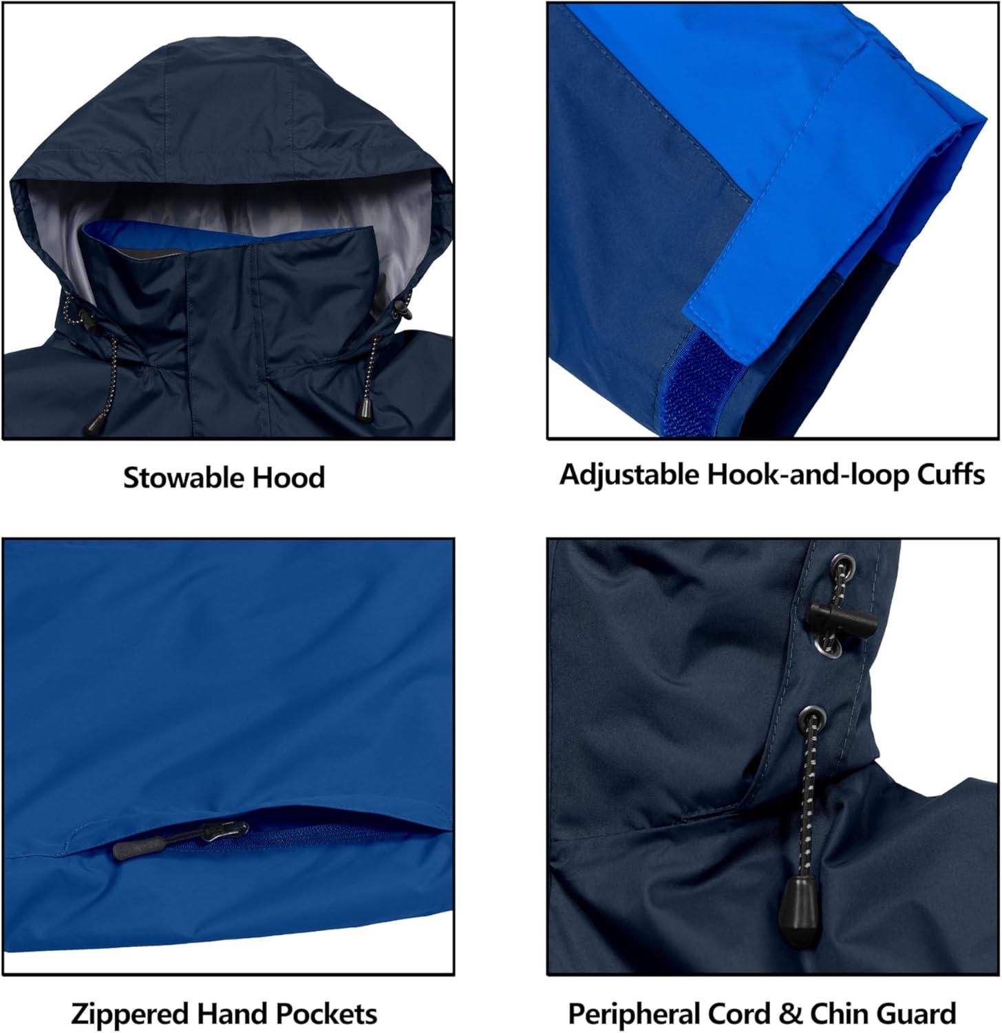 imageLittle Donkey Andy Mens Waterproof Rain Jacket Outdoor Lightweight Rain Shell Coat for HikingGolfTravelB5blueDeep Blue