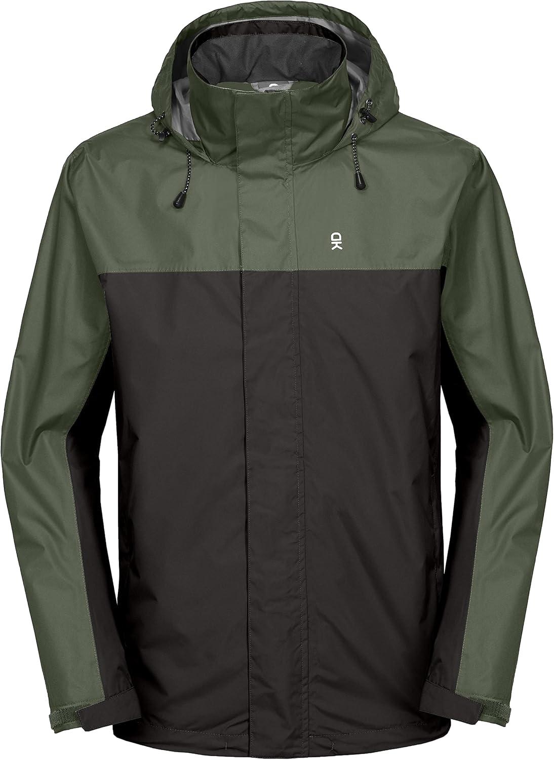 imageLittle Donkey Andy Mens Waterproof Rain Jacket Outdoor Lightweight Rain Shell Coat for HikingGolfTravelB6blackArmy Green