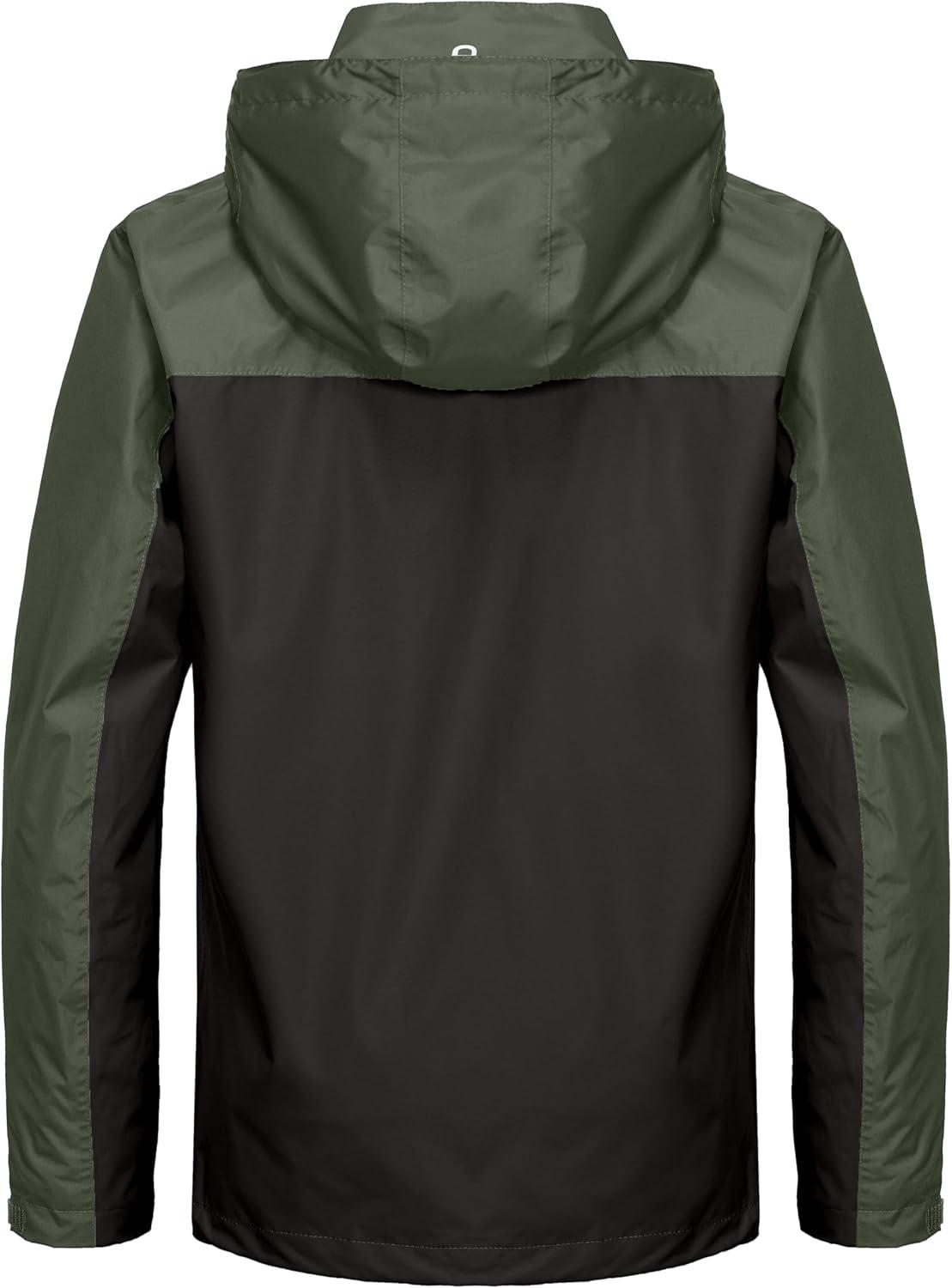imageLittle Donkey Andy Mens Waterproof Rain Jacket Outdoor Lightweight Rain Shell Coat for HikingGolfTravelB6blackArmy Green