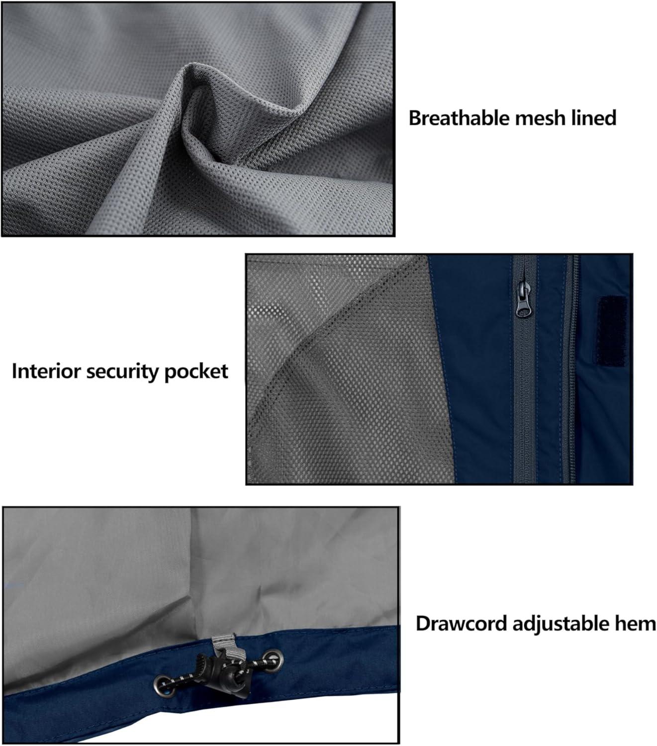 imageLittle Donkey Andy Mens Waterproof Rain Jacket Outdoor Lightweight Rain Shell Coat for HikingGolfTravelB8deep BlueDeep Blue