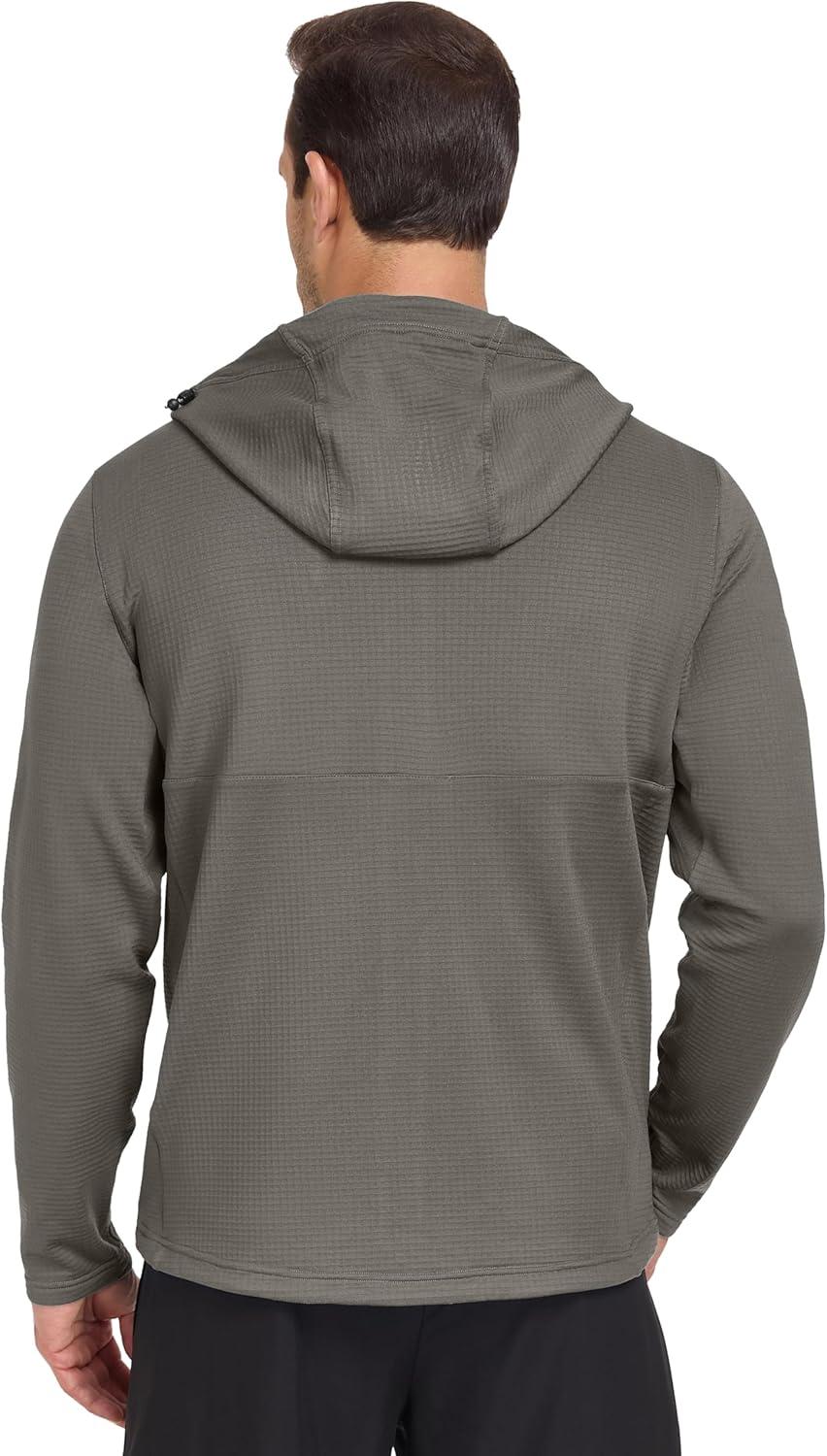 imageLittle Donkey Andy Mens Winter Lightweight Warm Fleece Running Jacket Breathable Hooded Thermal Jacket with Thumb HolesUpgraded Coriander
