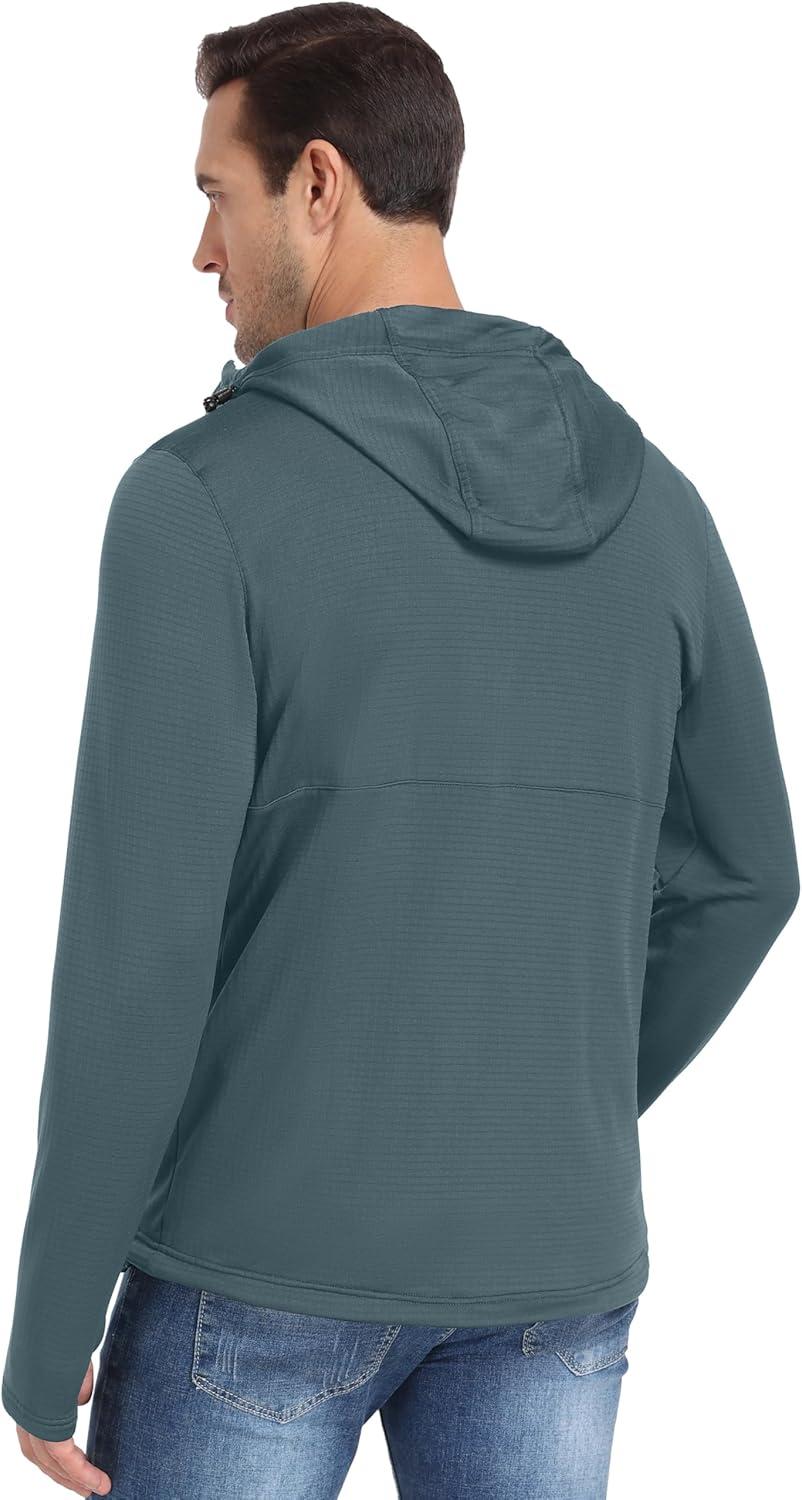 imageLittle Donkey Andy Mens Winter Lightweight Warm Fleece Running Jacket Breathable Hooded Thermal Jacket with Thumb HolesUpgraded Stormy Weather