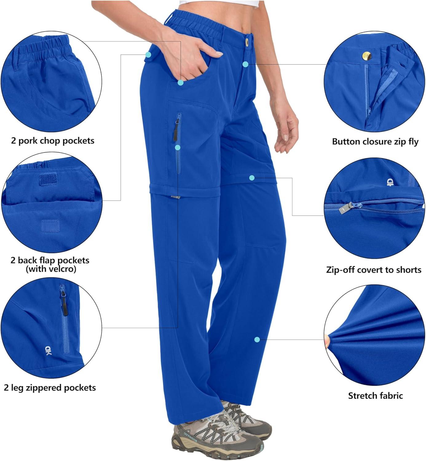 imageLittle Donkey Andy Womens Convertible Hiking Pants Quick Dry Zip Off Shorts Lightweight Fishing Travel TrousersZroyal Blue