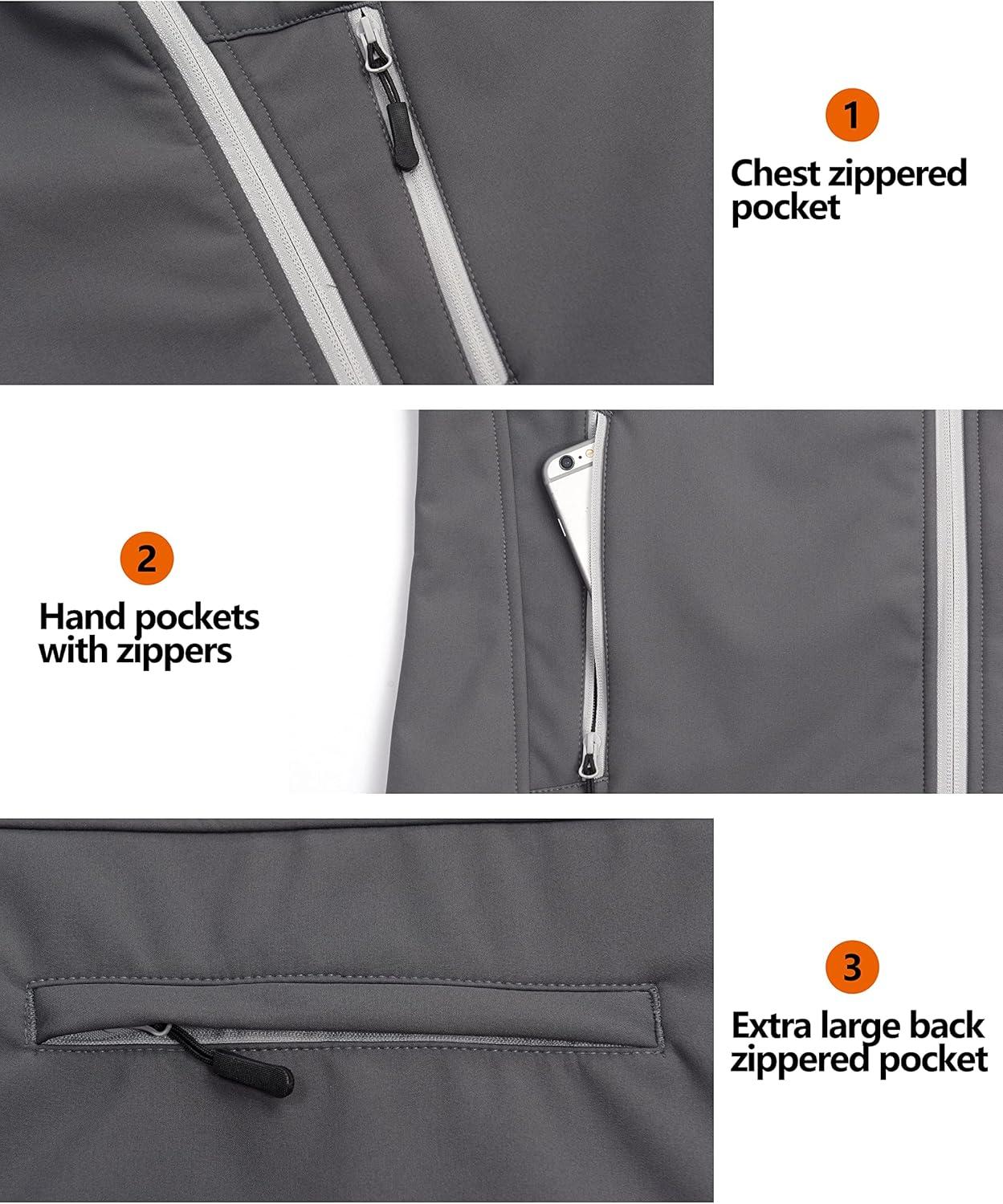 imageLittle Donkey Andy Womens Fleece Lined Softshell Vest Lightweight Windproof Sleeveless Jacket for Hiking Outdoor Travel GolfGrey