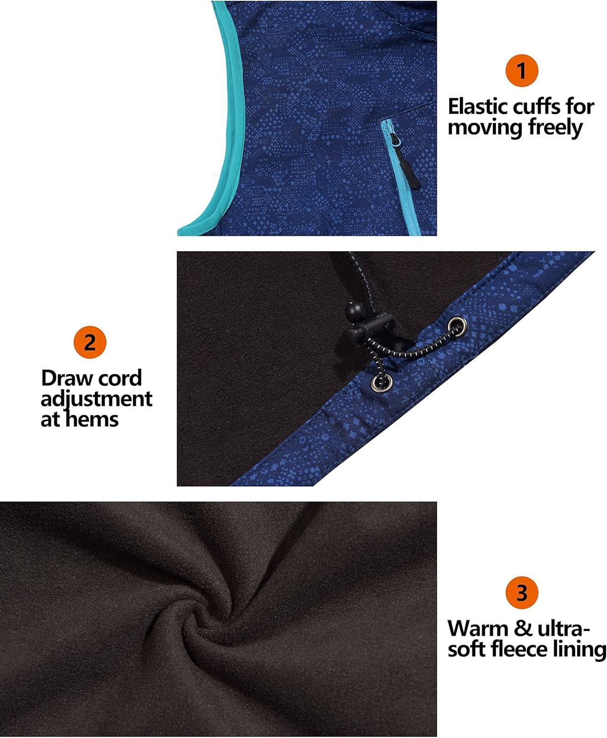 imageLittle Donkey Andy Womens Fleece Lined Softshell Vest Lightweight Windproof Sleeveless Jacket for Hiking Outdoor Travel GolfNavy Blue Floral