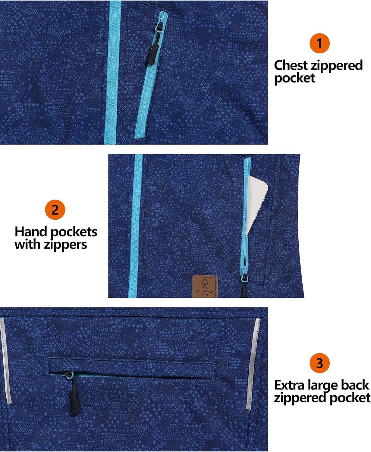 imageLittle Donkey Andy Womens Fleece Lined Softshell Vest Lightweight Windproof Sleeveless Jacket for Hiking Outdoor Travel GolfNavy Blue Floral