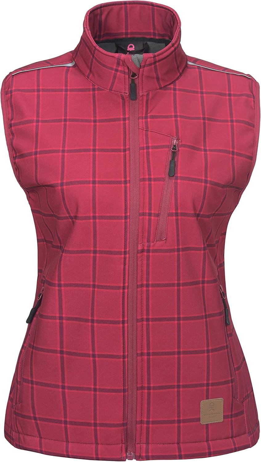 imageLittle Donkey Andy Womens Fleece Lined Softshell Vest Lightweight Windproof Sleeveless Jacket for Hiking Outdoor Travel GolfRed Plaid