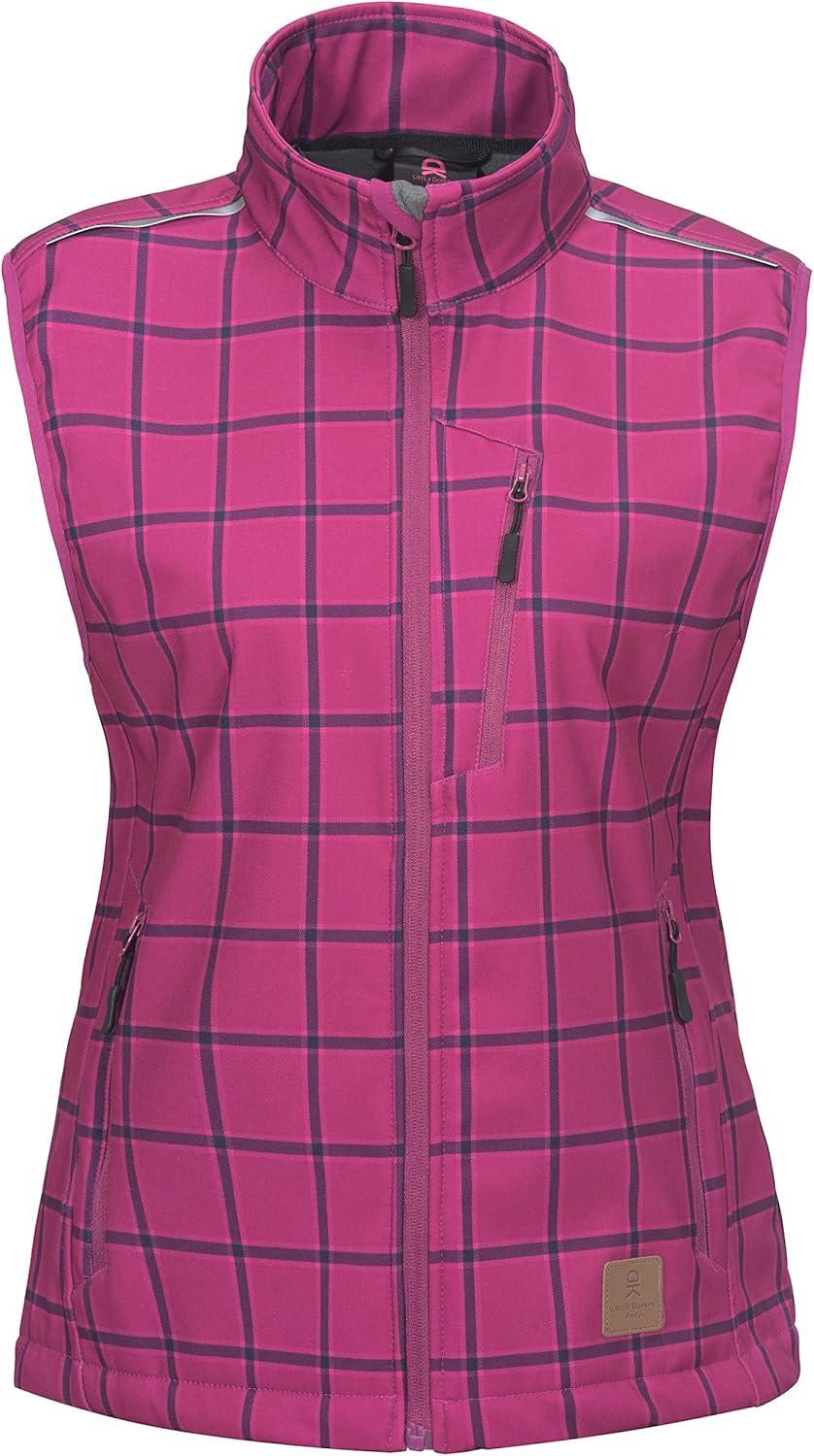 imageLittle Donkey Andy Womens Fleece Lined Softshell Vest Lightweight Windproof Sleeveless Jacket for Hiking Outdoor Travel GolfRose Plaid