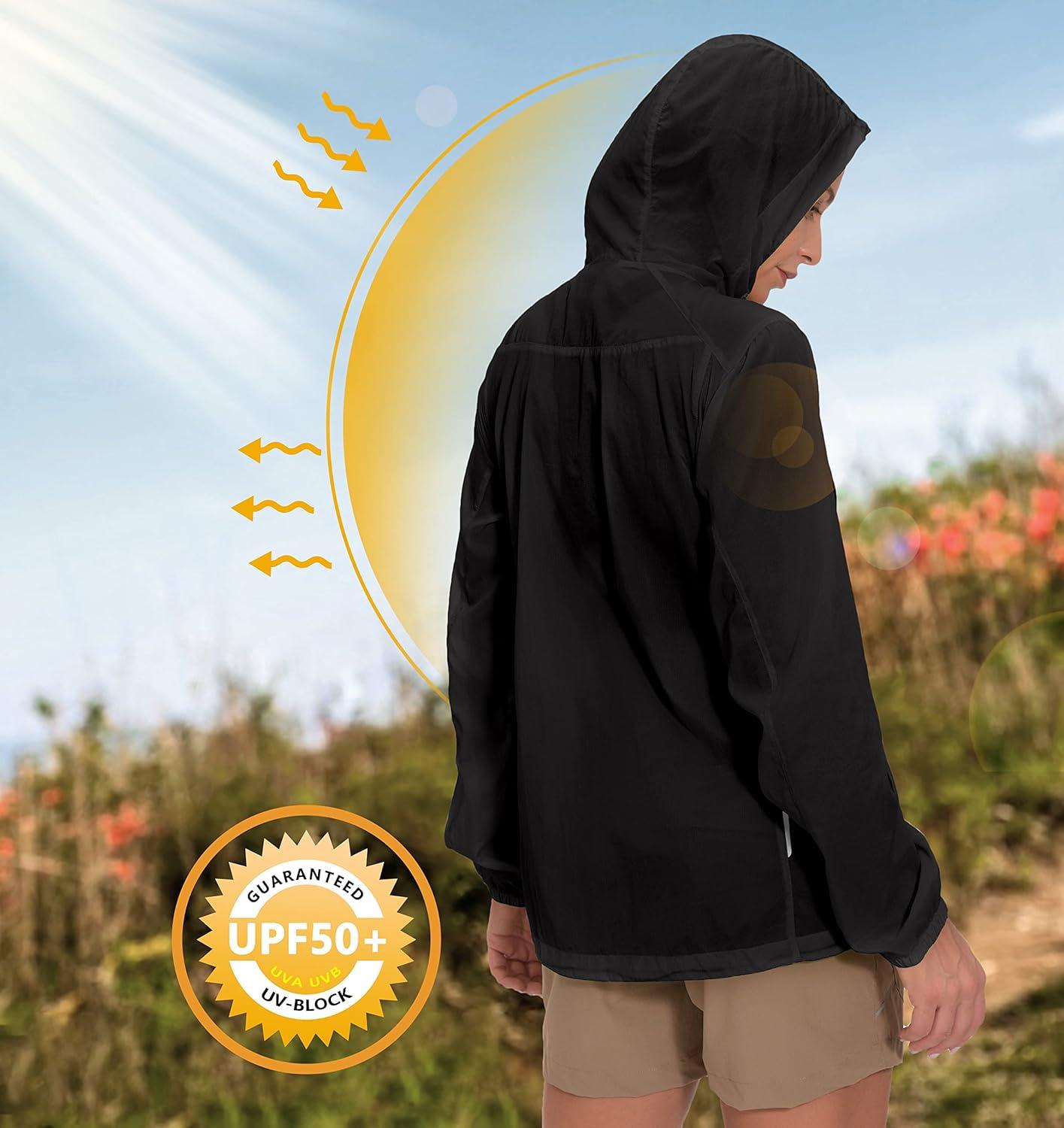 imageLittle Donkey Andy Womens Full Zip Sun Protection Hoodie Jacket Long Sleeve Shirt Running Hiking Golf Water Repellent UPF50