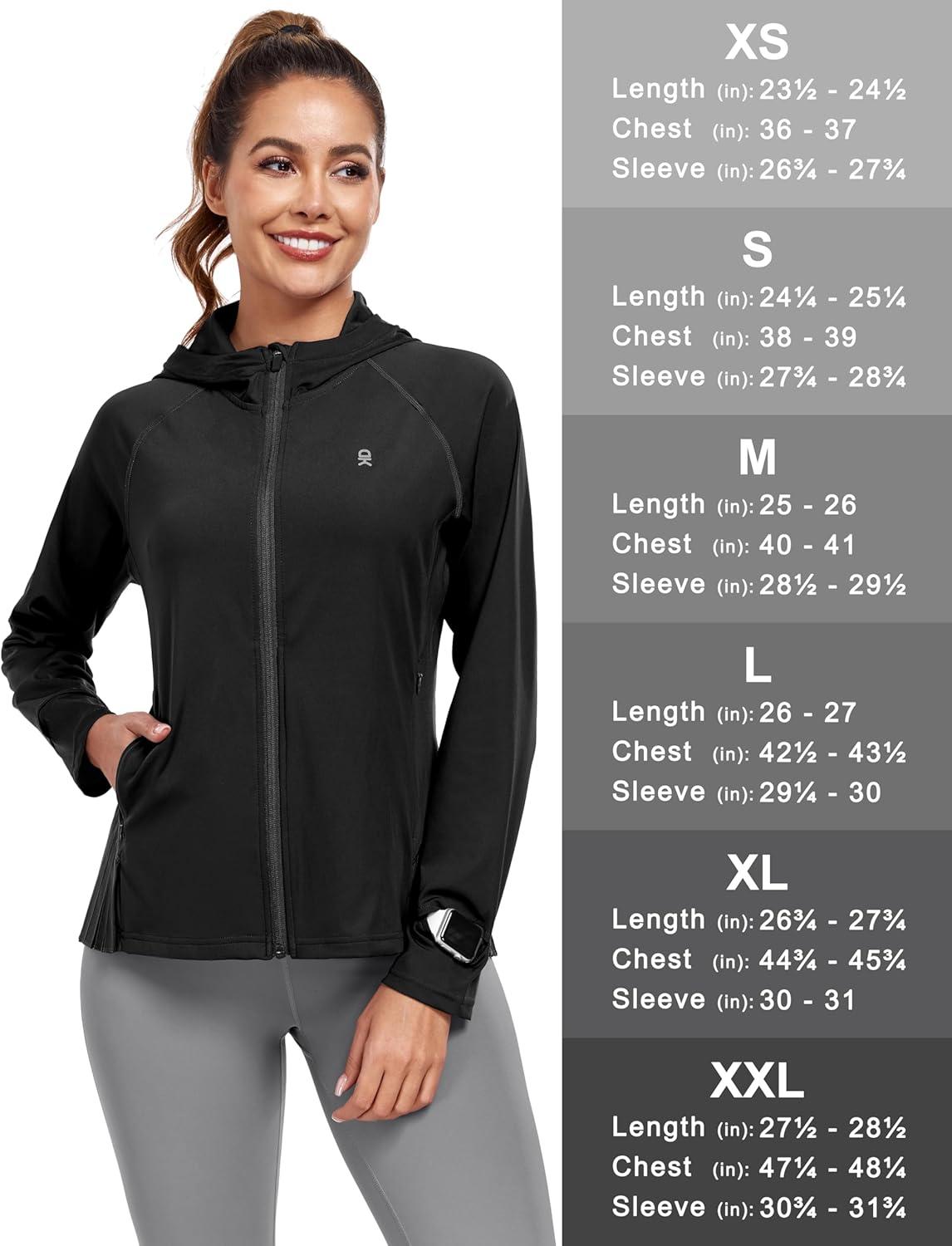 imageLittle Donkey Andy Womens Golf Hoodie Jacket with Pleated Tennis Skirt Hem Full Zip Sun Protection Running Athletic JacketsBlack