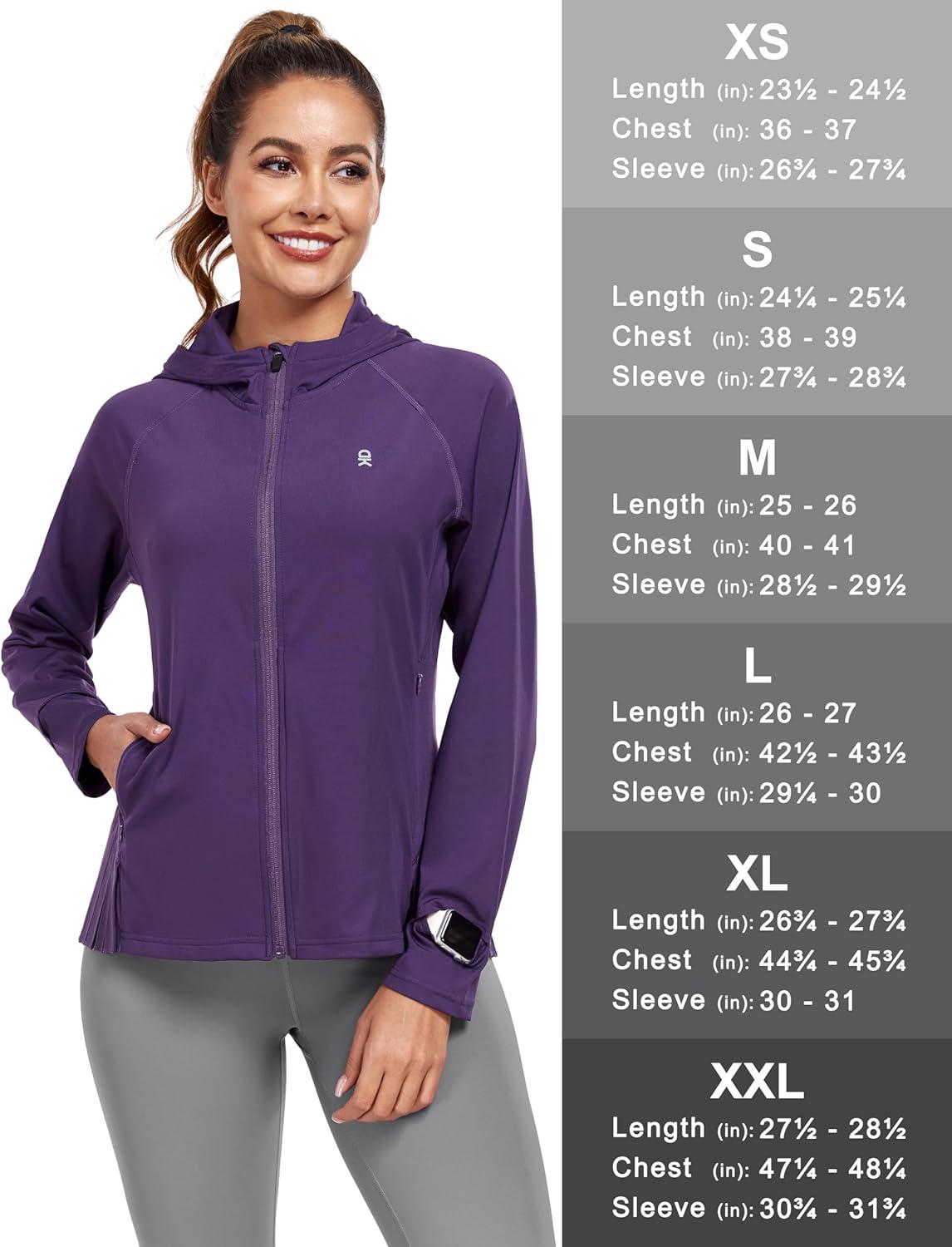 imageLittle Donkey Andy Womens Golf Hoodie Jacket with Pleated Tennis Skirt Hem Full Zip Sun Protection Running Athletic JacketsPurple