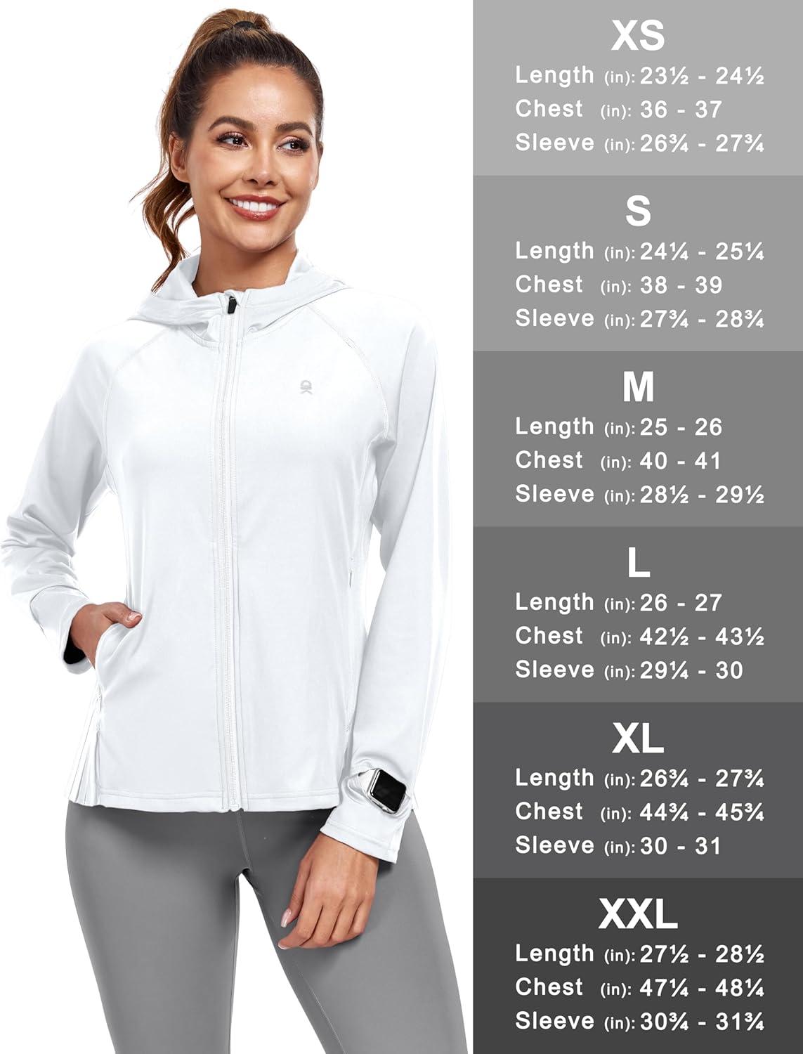 imageLittle Donkey Andy Womens Golf Hoodie Jacket with Pleated Tennis Skirt Hem Full Zip Sun Protection Running Athletic JacketsWhite