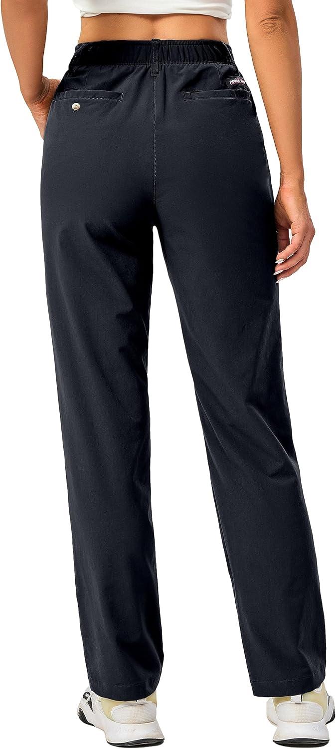 imageLittle Donkey Andy Womens Golf Pants Stretch Quick Dry Lightweight Straight Leg Business Casual Slacks with PocketsAdeep Black