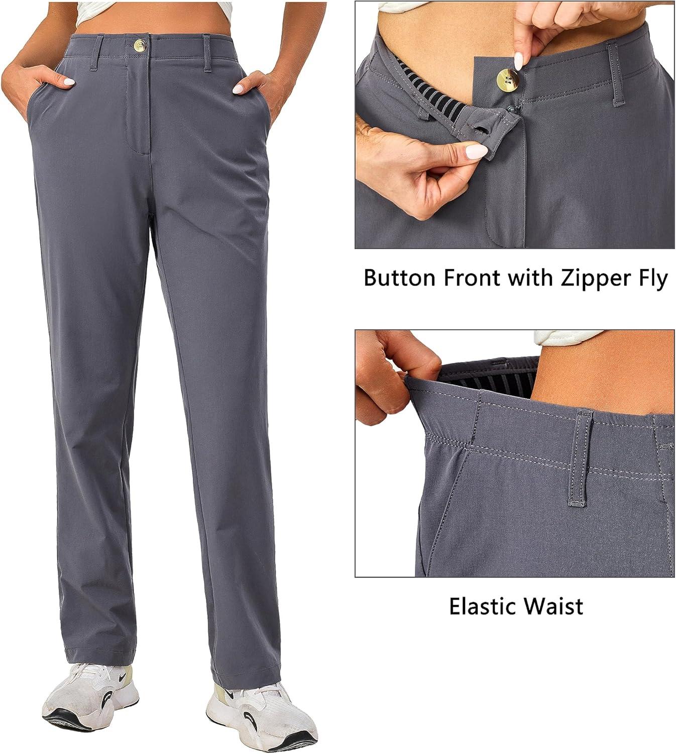 imageLittle Donkey Andy Womens Golf Pants Stretch Quick Dry Lightweight Straight Leg Business Casual Slacks with PocketsAgrey