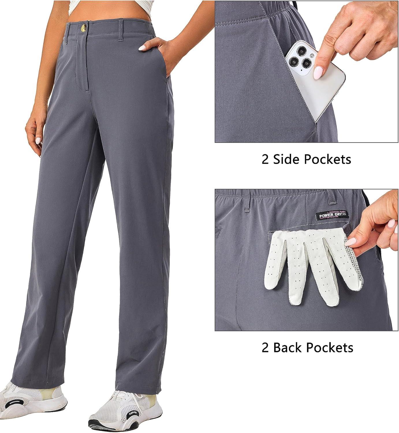 imageLittle Donkey Andy Womens Golf Pants Stretch Quick Dry Lightweight Straight Leg Business Casual Slacks with PocketsAgrey