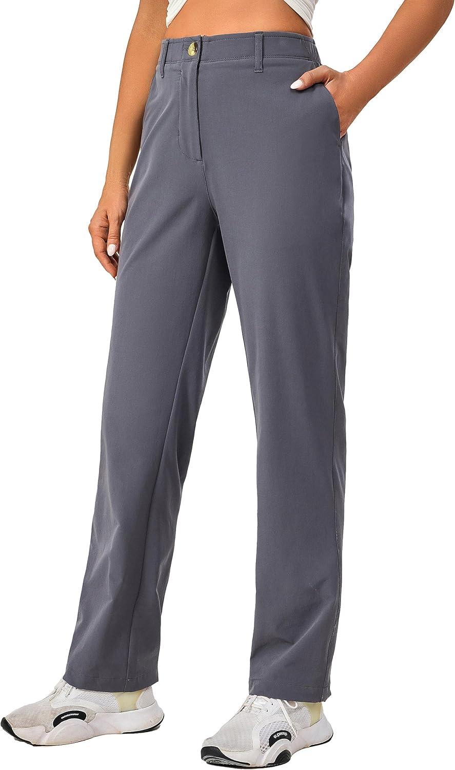 imageLittle Donkey Andy Womens Golf Pants Stretch Quick Dry Lightweight Straight Leg Business Casual Slacks with PocketsAgrey