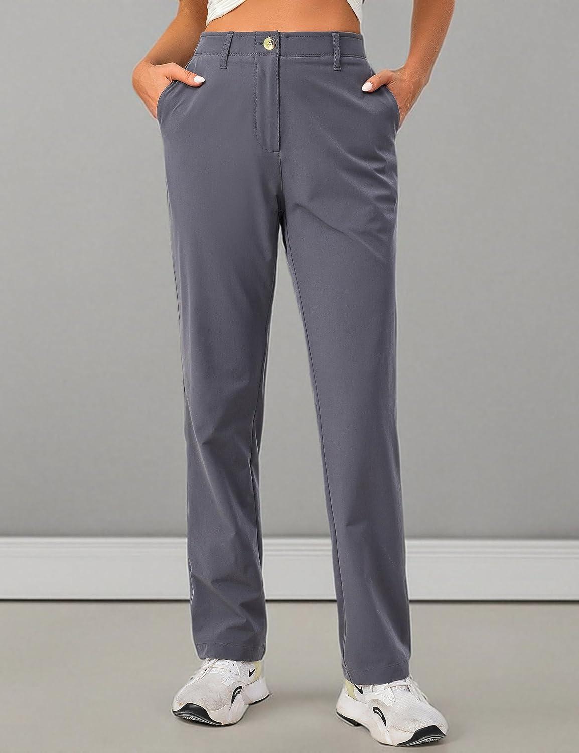 imageLittle Donkey Andy Womens Golf Pants Stretch Quick Dry Lightweight Straight Leg Business Casual Slacks with PocketsAgrey