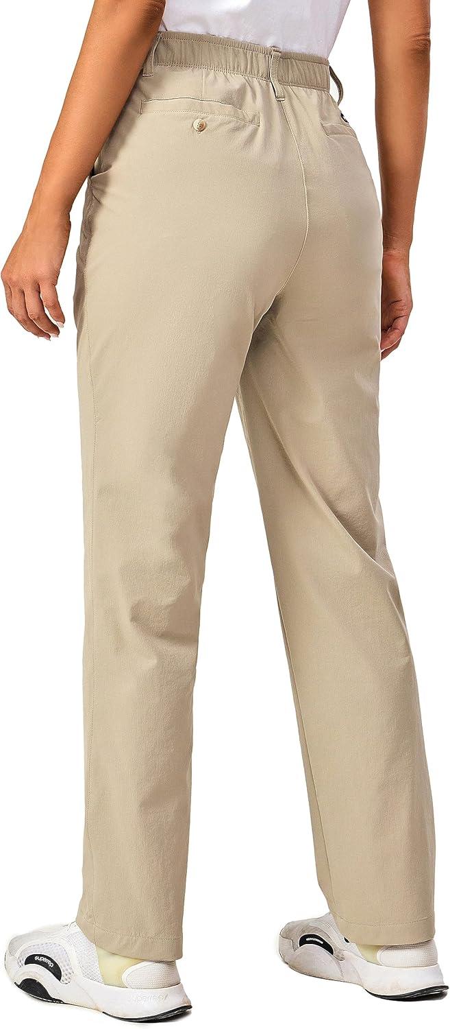 imageLittle Donkey Andy Womens Golf Pants Stretch Quick Dry Lightweight Straight Leg Business Casual Slacks with PocketsAlight Khaki