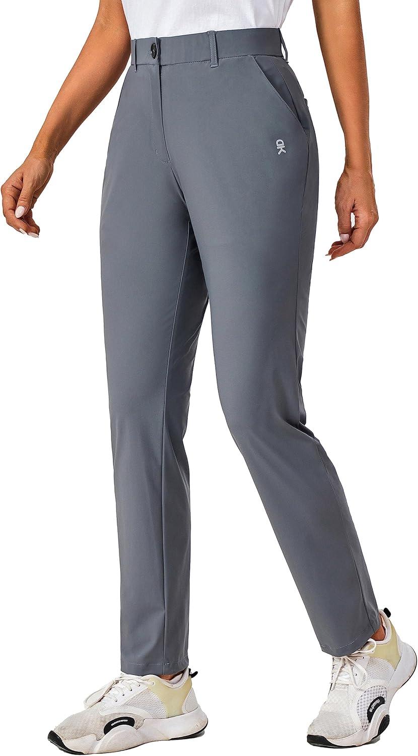 imageLittle Donkey Andy Womens Golf Pants Stretch Quick Dry Lightweight Straight Leg Business Casual Slacks with PocketsCastlerock Grey