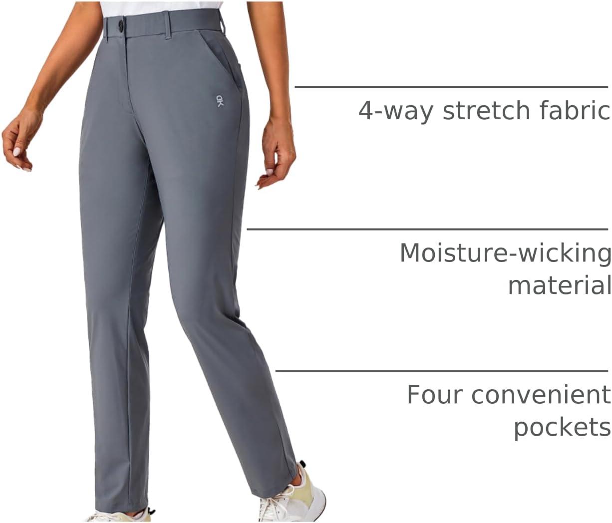 imageLittle Donkey Andy Womens Golf Pants Stretch Quick Dry Lightweight Straight Leg Business Casual Slacks with PocketsCastlerock Grey