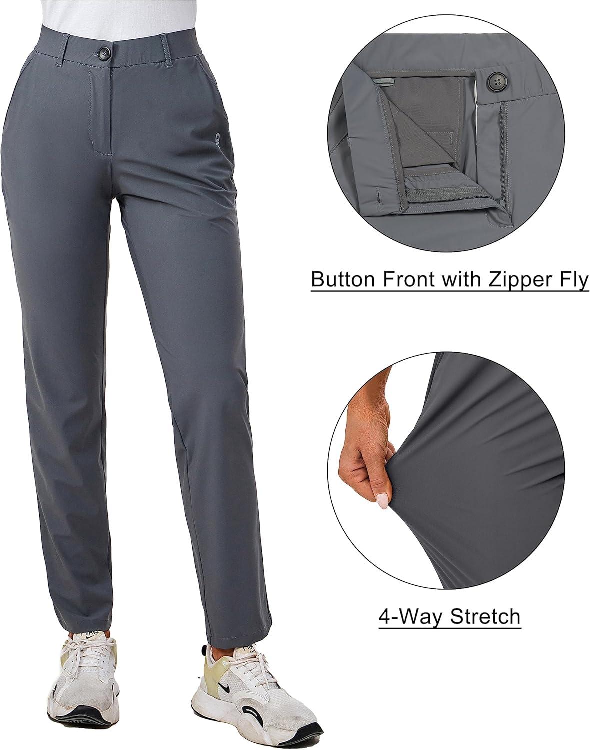 imageLittle Donkey Andy Womens Golf Pants Stretch Quick Dry Lightweight Straight Leg Business Casual Slacks with PocketsCastlerock Grey