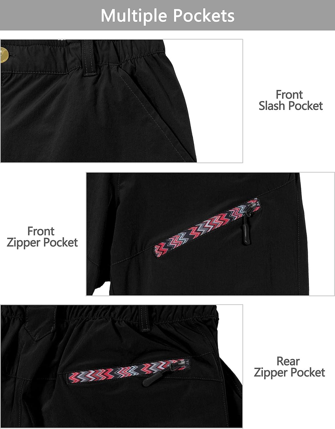 imageLittle Donkey Andy Womens Hiking Pants Lightweight Convertible ZipOff Pants Quick Dry UPF 50Pants Black