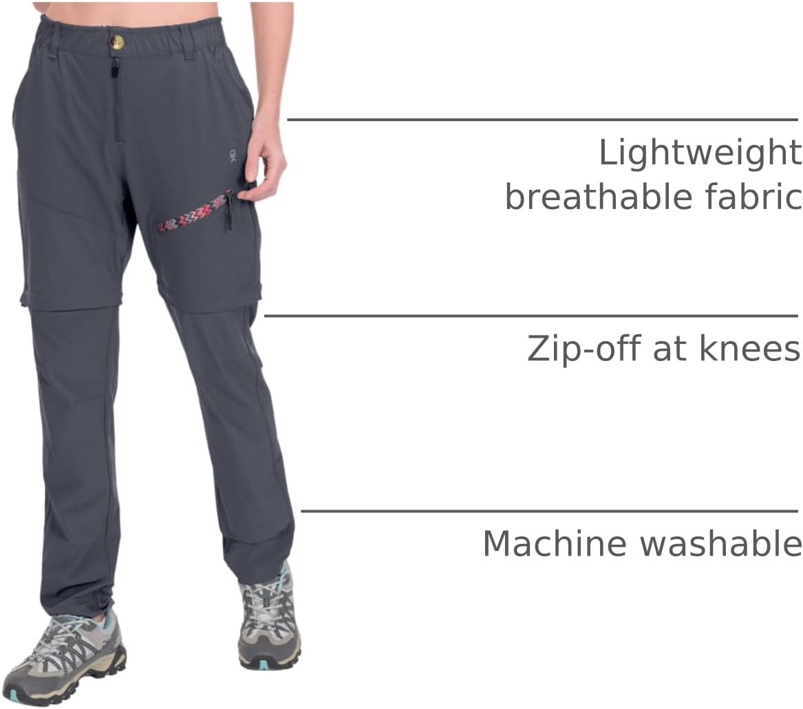 imageLittle Donkey Andy Womens Hiking Pants Lightweight Convertible ZipOff Pants Quick Dry UPF 50Pants Dark Grey