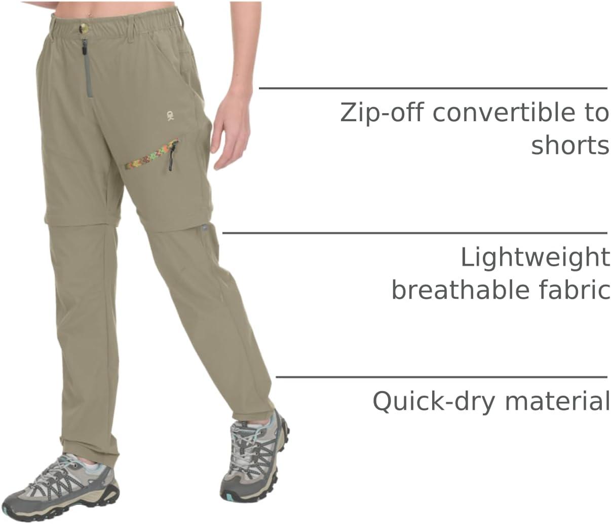 imageLittle Donkey Andy Womens Hiking Pants Lightweight Convertible ZipOff Pants Quick Dry UPF 50Pants Dark Khaki