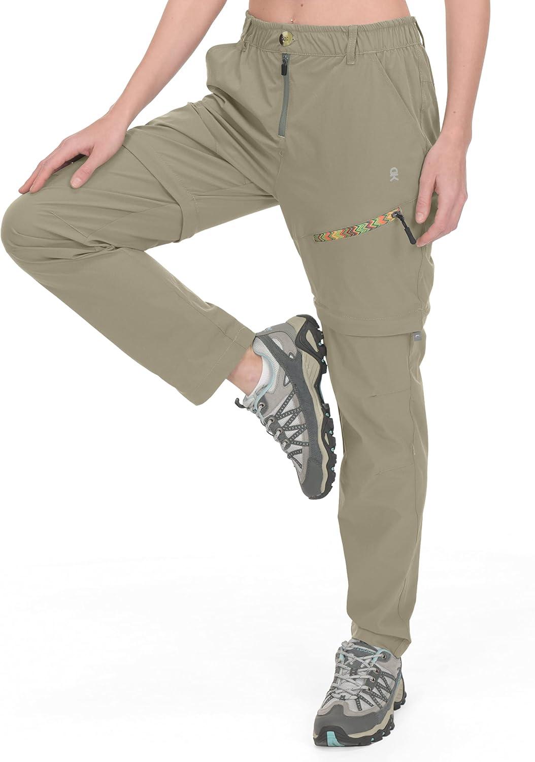 imageLittle Donkey Andy Womens Hiking Pants Lightweight Convertible ZipOff Pants Quick Dry UPF 50Pants Dark Khaki