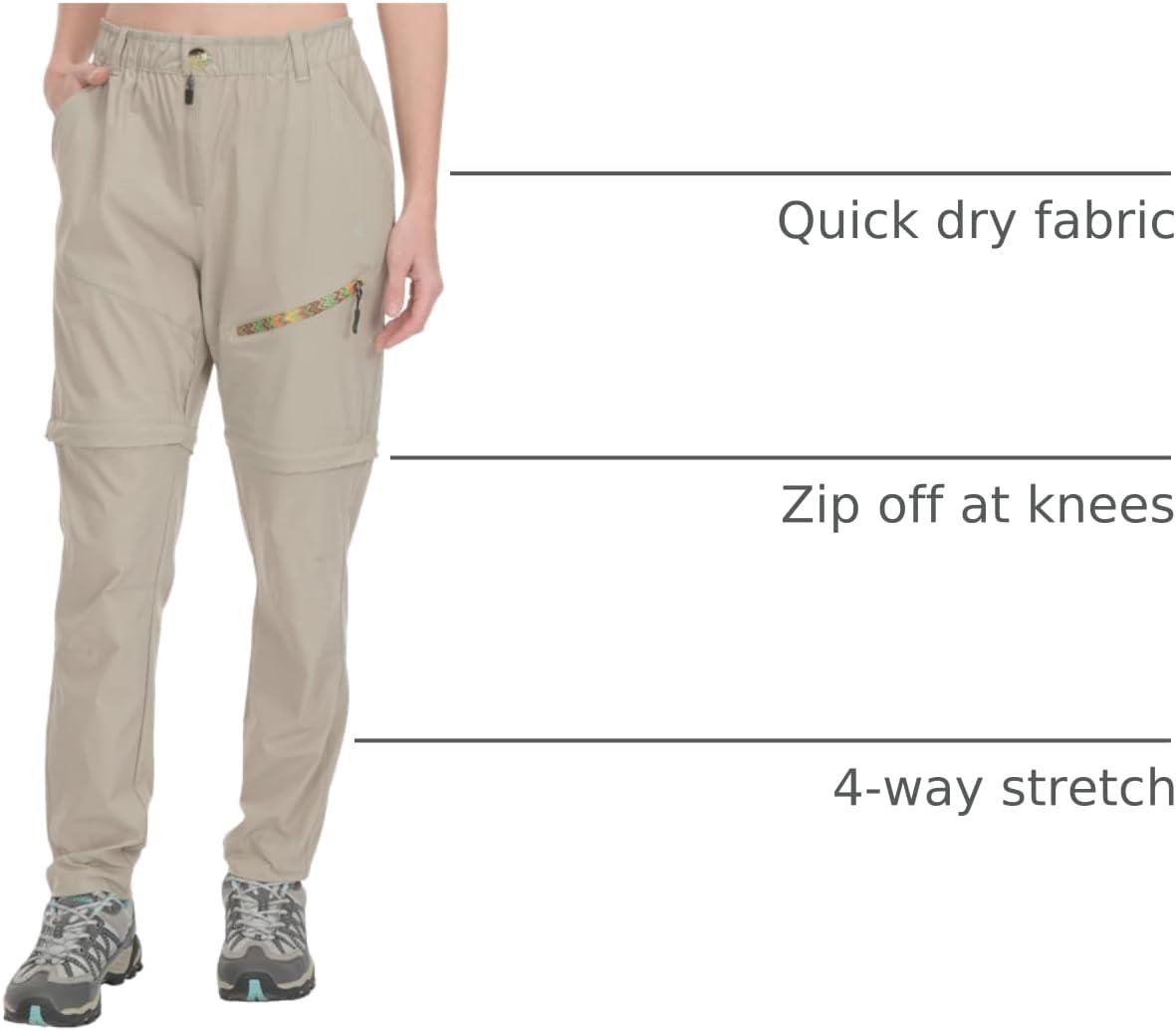 imageLittle Donkey Andy Womens Hiking Pants Lightweight Convertible ZipOff Pants Quick Dry UPF 50Pants Khaki