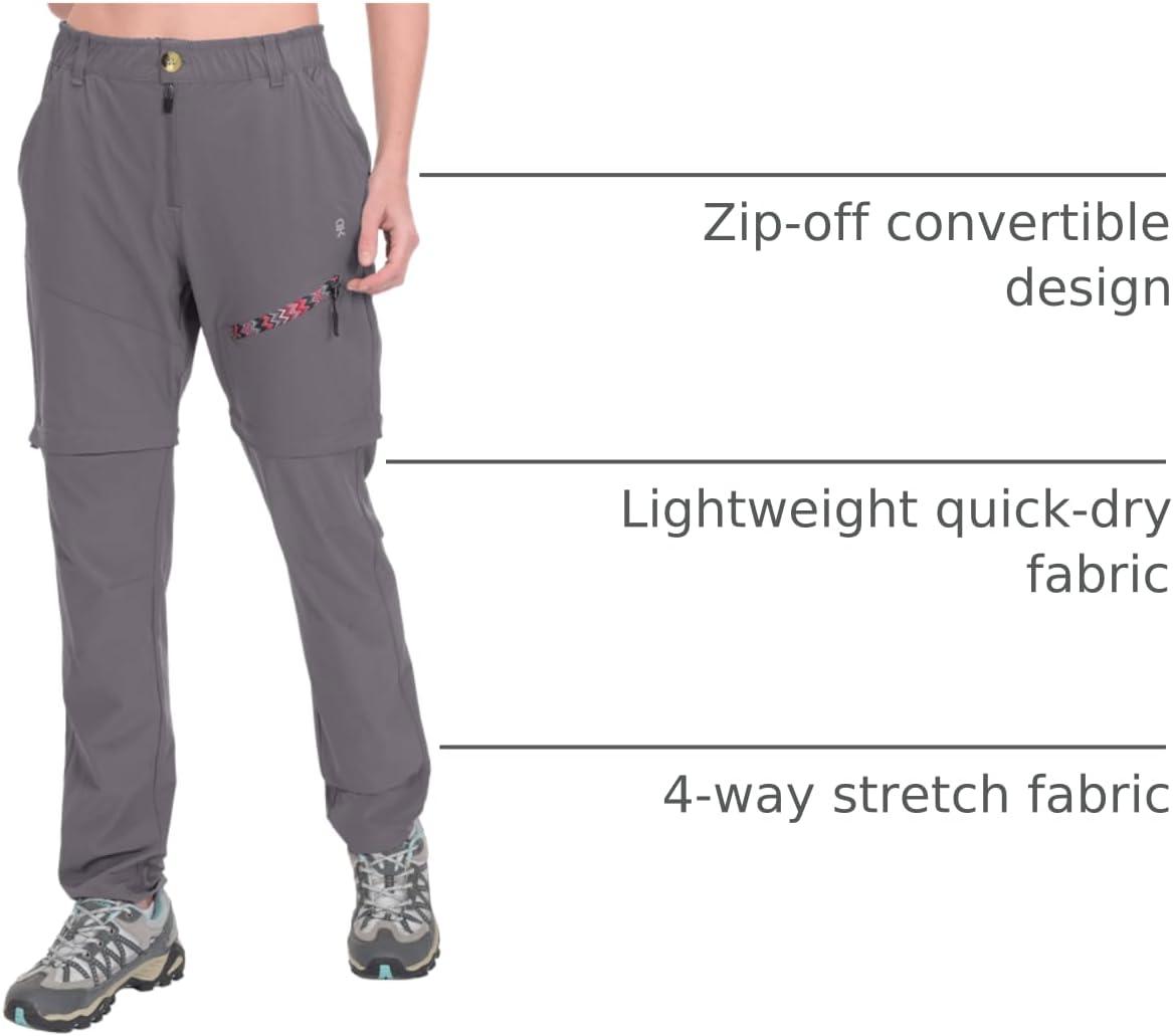 imageLittle Donkey Andy Womens Hiking Pants Lightweight Convertible ZipOff Pants Quick Dry UPF 50Pants Steel Gray