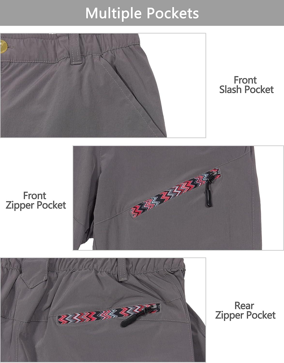 imageLittle Donkey Andy Womens Hiking Pants Lightweight Convertible ZipOff Pants Quick Dry UPF 50Pants Steel Gray