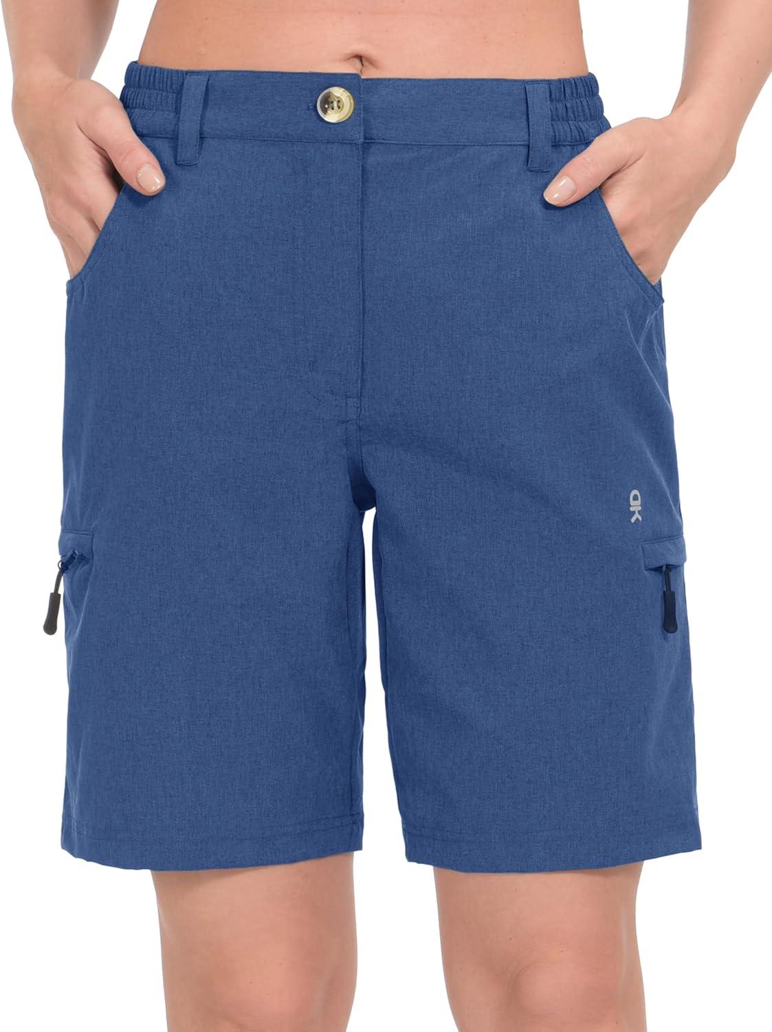 imageLittle Donkey Andy Womens Hiking Shorts 105 Inch Inseam Lightweight Quick Dry Running Golf Shorts with Zipper PocketsBlue Heather