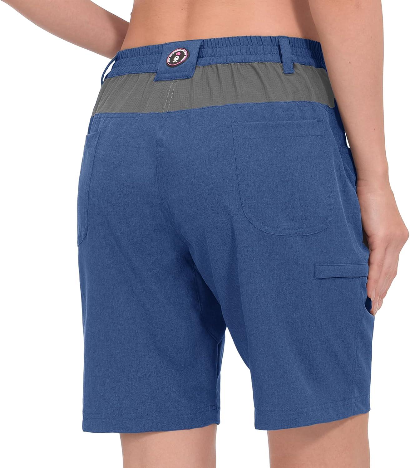 imageLittle Donkey Andy Womens Hiking Shorts 105 Inch Inseam Lightweight Quick Dry Running Golf Shorts with Zipper PocketsBlue Heather