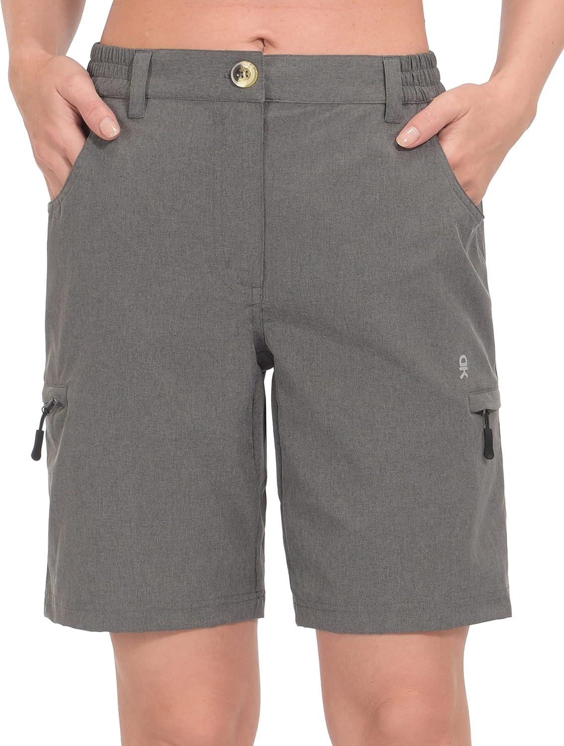 imageLittle Donkey Andy Womens Hiking Shorts 105 Inch Inseam Lightweight Quick Dry Running Golf Shorts with Zipper PocketsGray Heather