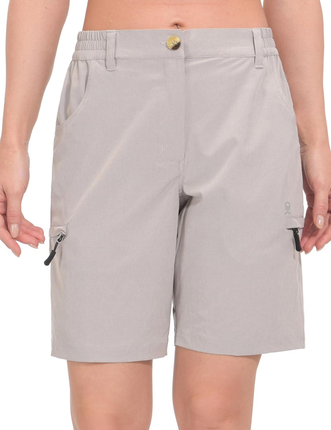 imageLittle Donkey Andy Womens Hiking Shorts 105 Inch Inseam Lightweight Quick Dry Running Golf Shorts with Zipper PocketsLight Gray Heather