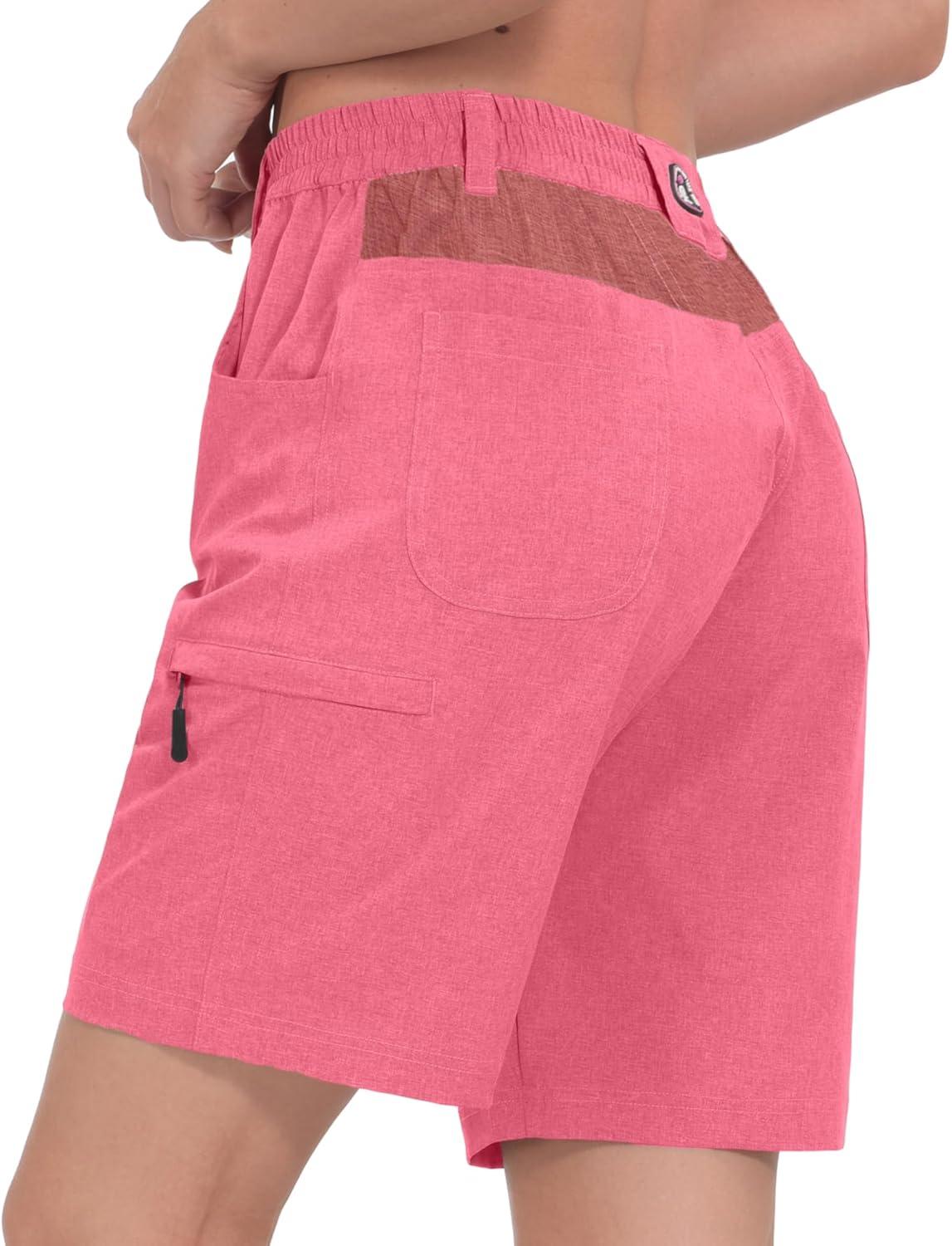 imageLittle Donkey Andy Womens Hiking Shorts 105 Inch Inseam Lightweight Quick Dry Running Golf Shorts with Zipper PocketsPink Heather