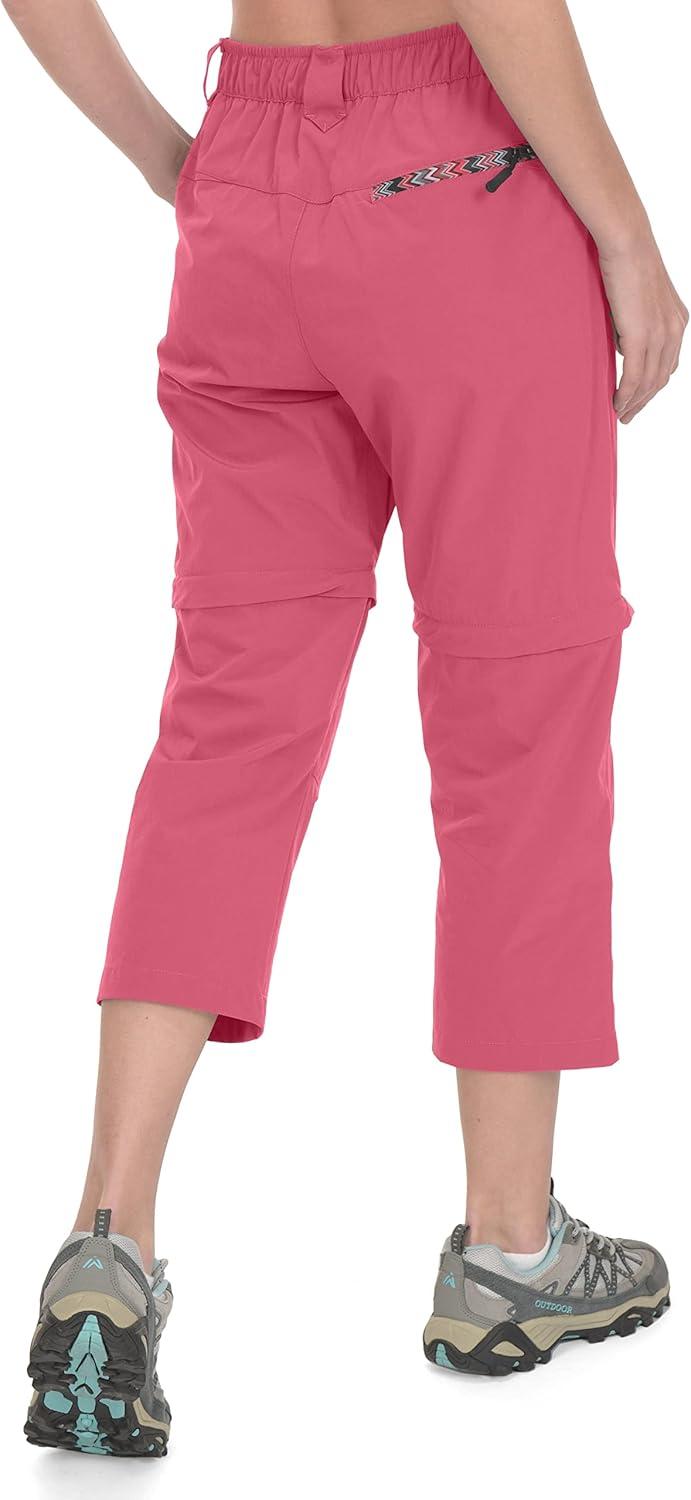imageLittle Donkey Andy Womens Hiking Zip Off Capri Pants Lightweight Quick Dry UPF 50 Convertible Shorts with 4 PocketsCapris Rounge Red