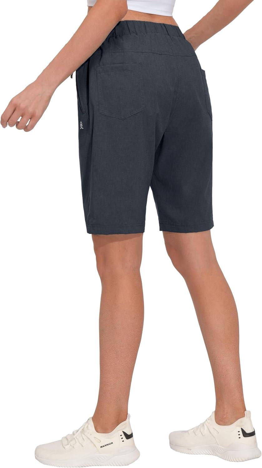 imageLittle Donkey Andy Womens Lightweight Breathable Hiking Shorts QuickDry Golf Shorts with Zipper Pockets AirHoles TechBlack Heather