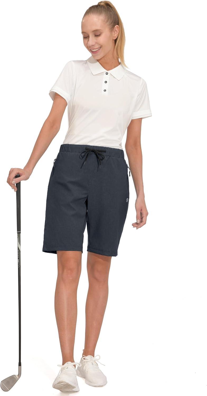 imageLittle Donkey Andy Womens Lightweight Breathable Hiking Shorts QuickDry Golf Shorts with Zipper Pockets AirHoles TechBlack Heather
