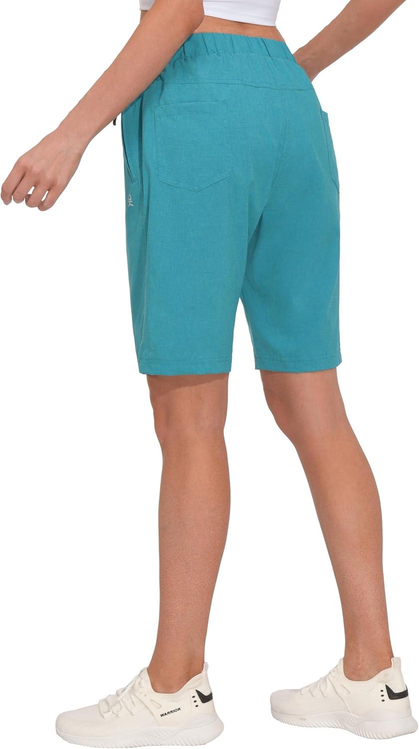 imageLittle Donkey Andy Womens Lightweight Breathable Hiking Shorts QuickDry Golf Shorts with Zipper Pockets AirHoles TechBluebrid Heather