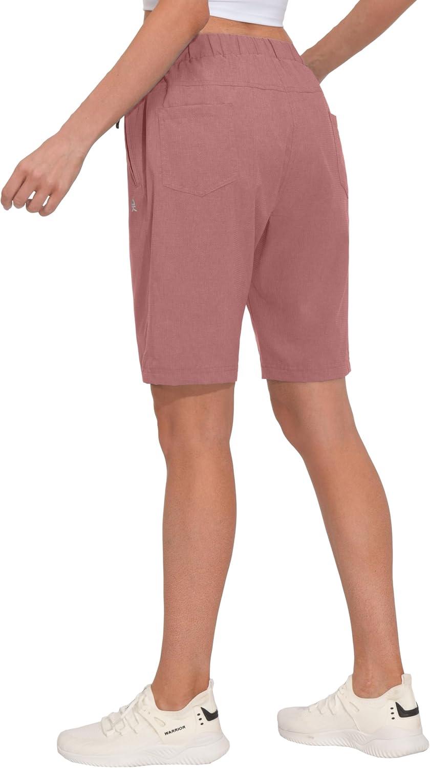 imageLittle Donkey Andy Womens Lightweight Breathable Hiking Shorts QuickDry Golf Shorts with Zipper Pockets AirHoles TechWatermelon Heather