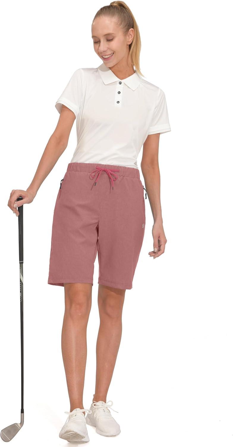 imageLittle Donkey Andy Womens Lightweight Breathable Hiking Shorts QuickDry Golf Shorts with Zipper Pockets AirHoles TechWatermelon Heather