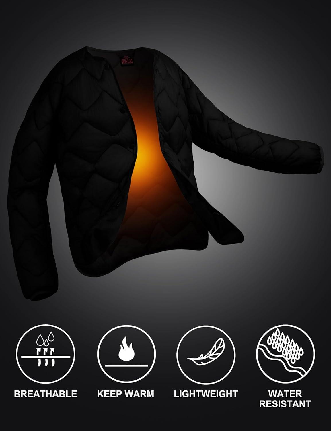 imageLittle Donkey Andy Womens Lightweight Puffer Jacket with Recycled Insulation Button Down Quilted CoatsBlack