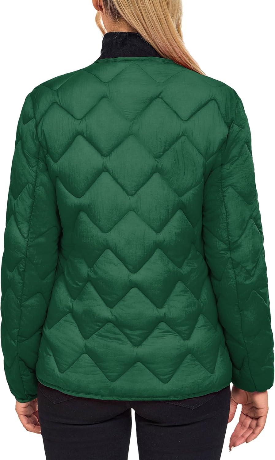 imageLittle Donkey Andy Womens Lightweight Puffer Jacket with Recycled Insulation Button Down Quilted CoatsGrass Green