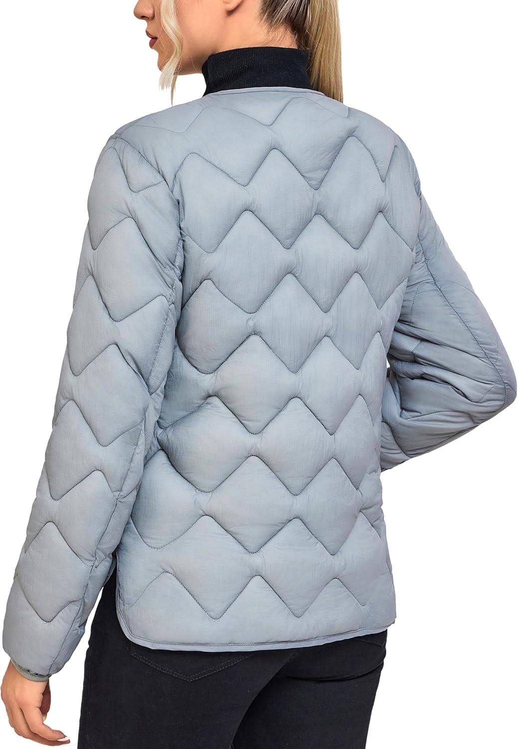 imageLittle Donkey Andy Womens Lightweight Puffer Jacket with Recycled Insulation Button Down Quilted CoatsLight Gray