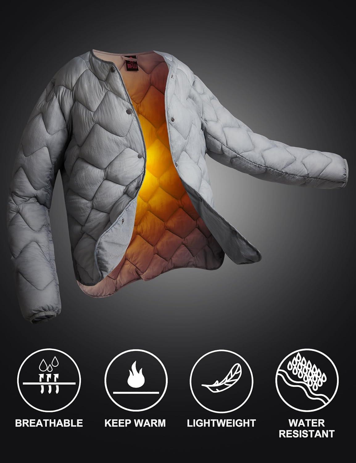 imageLittle Donkey Andy Womens Lightweight Puffer Jacket with Recycled Insulation Button Down Quilted CoatsLight Gray