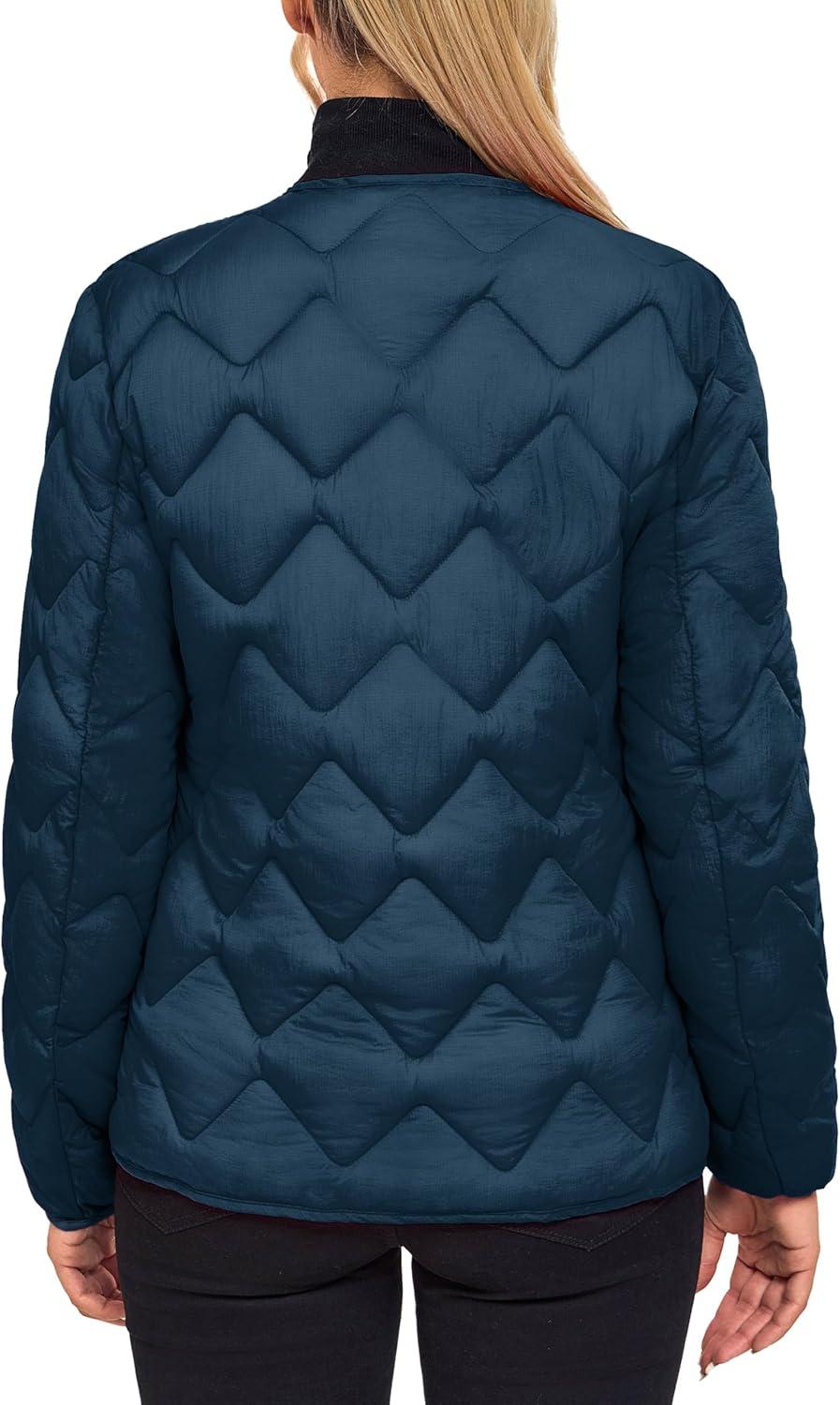 imageLittle Donkey Andy Womens Lightweight Puffer Jacket with Recycled Insulation Button Down Quilted CoatsNavy Blue